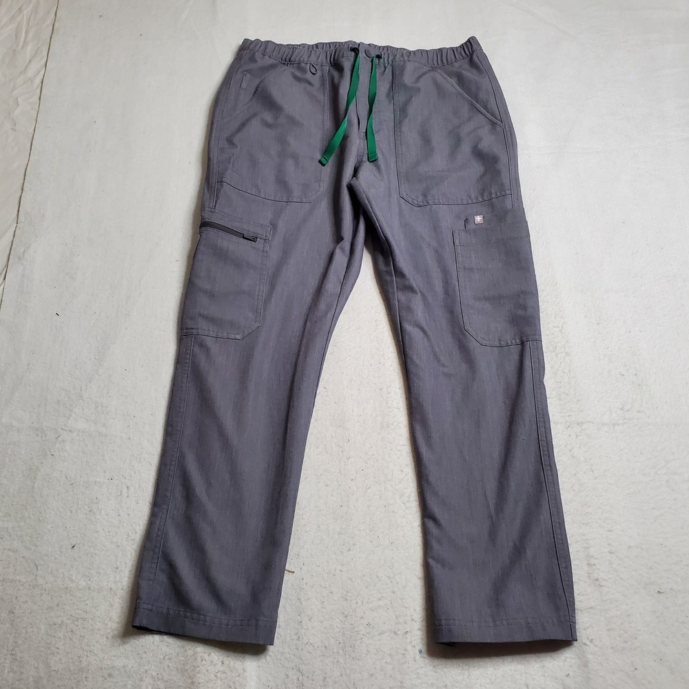 FIGS Mens Scrub Pants Gray Cairo Cargo Technical Collection Size Medium Short